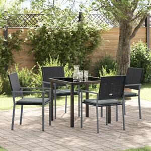 Kert étkező szett 5 pcs Fekete és Világosszürke PE Rattan