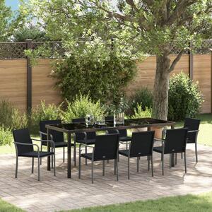 Kert étkező szett 9 pcs Fekete és Szürke PE Rattan