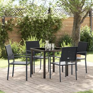 Kert étkező szett 5 pcs Fekete PE Rattan