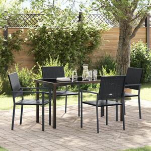 Kert étkező szett 5 pcs Fekete PE Rattan