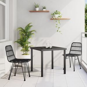 Kert étkező szett 3 pcs Fekete Porszórt acél