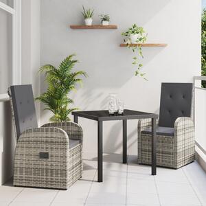 Kert étkező szett párnával 3 pcs Szürke polirattan