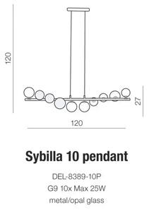 Fém csillár Sybilla 10 Ch – Szürke