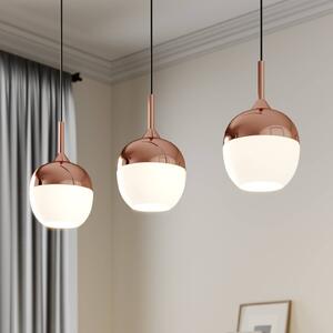 Lindby Rangina függőlámpa, 100 cm, réz, 3 lámpa, üveg, dimmelhető, Réz, Nappali / Étkező, Üveg, Modern