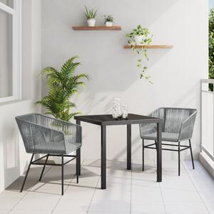 Kert étkező szett párnával 3 pcs Szürke Porszórt acél
