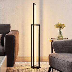 Lucande LED-es állólámpa Hylda, 123 cm, fekete, alumínium, dimmelhető, Fekete, Nappali / Étkező, Alumínium, Modern