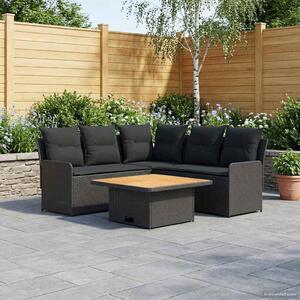 Bútor szettek párnával 4 pcs Fekete PE Rattan
