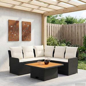 VidaXL Bútor szettek párnával 4 pcs Fekete és Krém PE Rattan