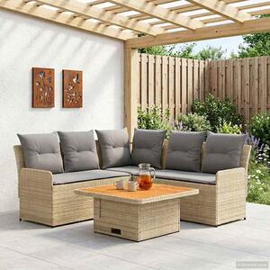 Bútor szettek párnával 4 pcs Beige és Világosszürke PE Rattan
