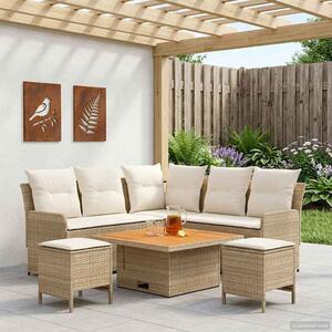 Bútor szettek párnával 6 pcs Beige és krém PE Rattan