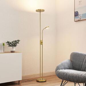 Lindby Seppa LED álló világítás, kerek, sárgaréz, fém, 180 cm, dimmelhető, Sárgaréz / arany, Nappali / Étkező, fém, Modern