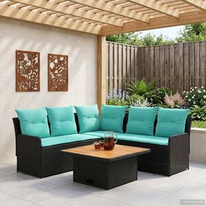 VidaXL Bútor szettek párnával 4 pcs Fekete és Türkiz PE Rattan