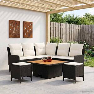 VidaXL Bútor szettek párnával 6 pcs Fekete és Krém PE Rattan
