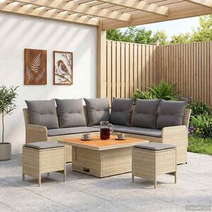 Bútor szettek párnával 6 pcs Beige és Világosszürke PE Rattan