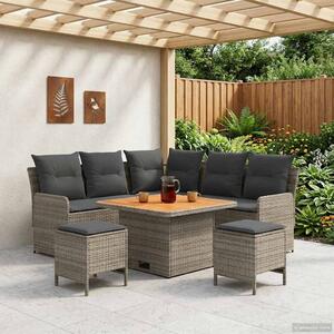 Bútor szettek párnával 6 pcs Szürke és sötétszürke PE Rattan