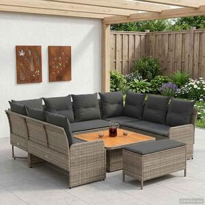 Bútor szettek párnával 7 pcs Szürke és sötétszürke PE Rattan