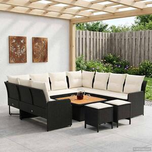 VidaXL Bútor szettek párnával 8 pcs Fekete és Krém PE Rattan