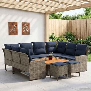 VidaXL Bútor szettek párnával 8 pcs Szürke és sötétkék PE Rattan