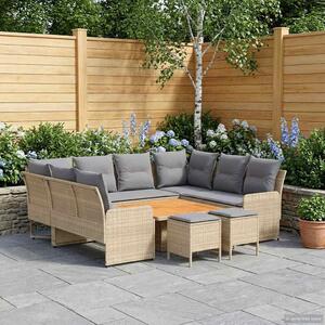VidaXL Bútor szettek párnával 8 pcs Beige és Világosszürke PE Rattan