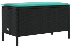 VidaXL Kerti lábtartó Fekete és Türkiz 80 x 38 x 42 cm PE Rattan