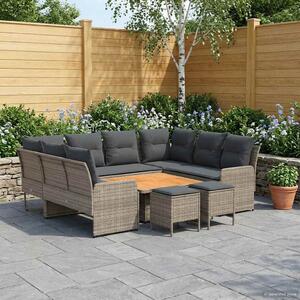 Bútor szettek párnával 8 pcs Szürke és sötétszürke PE Rattan