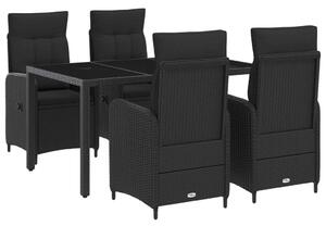 Kültéri étkező szett 5 pcs Fekete 150 x 90 x 75 cm polirattan