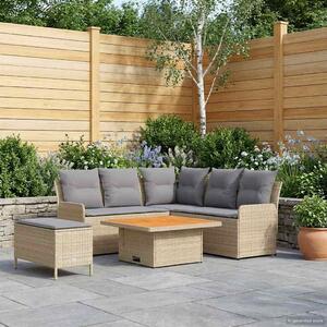 VidaXL Bútor szettek párnával 5 pcs Beige és Világosszürke PE Rattan
