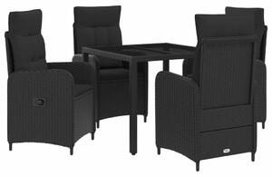 Kültéri étkező szett 5 pcs Fekete 90 x 90 x 75 cm polirattan