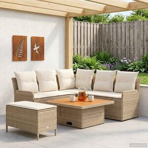 VidaXL Bútor szettek párnával 5 pcs Beige és krém PE Rattan