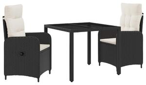 Kültéri étkező szett 3 pcs Fekete és krémfehér 90 x 90 x 75 cm
