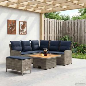 VidaXL Bútor szettek párnával 5 pcs Szürke és sötétkék PE Rattan