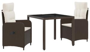 Kültéri étkező szett 3 pcs Barna és Krémfehér 90 x 90 x 75 cm
