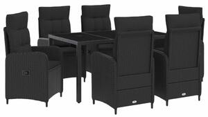 Kültéri étkező szett 7 pcs Fekete 150 x 90 x 75 cm polirattan