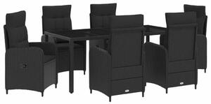 Kültéri étkező szett 7 pcs Fekete 190 x 90 x 75 cm polirattan