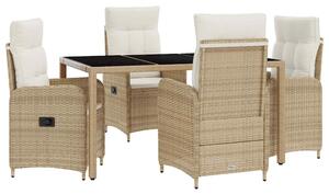 Kültéri étkező szett 5 pcs Beige és Krémszínű 150 x 90 x 75 cm