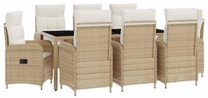 Kültéri étkező szett 9 pcs Beige és Krémszínű 190 x 90 x 75 cm