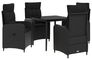VidaXL Kanapé Asztal Készlet párnával párnával 5 pcs Fekete