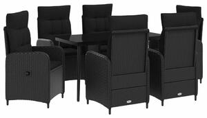 VidaXL Kanapé Asztal Készlet párnával párnával 7 pcs Fekete