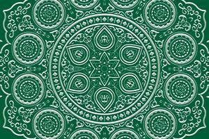 Tapéta enyhe etnikus Mandala zöld változata