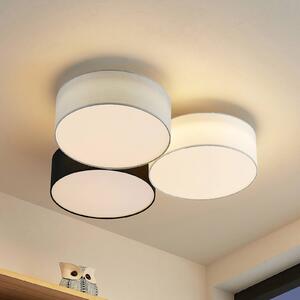 Lindby Janita LED-es mennyezeti lámpa, 3 lámpás, három színű, dimmelhető, Fekete, Nappali / Étkező, Textil / szövet / selyem, Modern