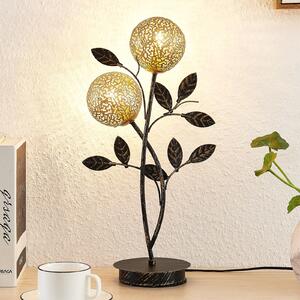 Lucande Evory asztali lámpa, 48 cm, 2-lámpás, fekete/arany, G9, Fekete, Nappali / Étkező, fém, Firenzei