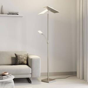 Lucande LED álló világítás Parthena, nikkel, fém, 180 cm, dimmelhető, Alu / szürke / cink, Nappali / Étkező, fém, Modern