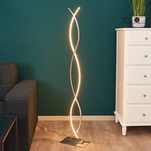 Lindby Bobi LED álló lámpa, íves, Alu / szürke / cink, Nappali / Étkező, Alumínium, Modern