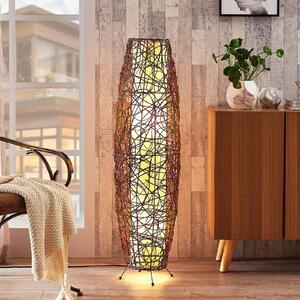 Lindby állólámpa Nias, magasság 111 cm, rattan, textil, Barna / rozsda, Nappali / Étkező, Fa, Modern