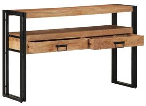 VidaXL Végasztalok Fekete 120x33x75 cm Tömör akácfa és fém