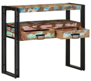 VidaXL Végasztalok Többszínű 90x33x75 cm Tömör újrahasznosított fa és fém