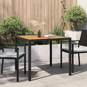 VidaXL Kerti Asztal Fekete 90 x 90 x 75 cm polirattan