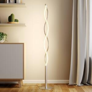 Lindby Auron LED-es állólámpa, nikkel színű, fém, érintésvezérlésű dimmerrel, dimmelhető, Alu / szürke / cink, Nappali / Étkező, Műanyag, Modern
