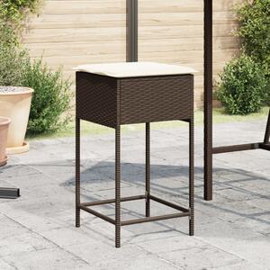 VidaXL 2 db barna polyrattan kerti bárszék párnával