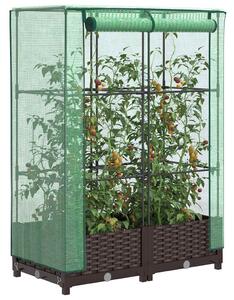 Rattan megjelenésű magaságyás melegháztakaróval 80x40x123 cm